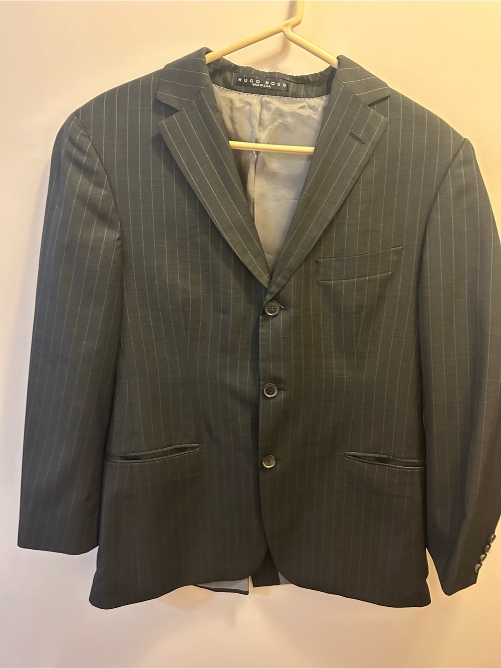 Hugo Boss Charcoal Gray Pinstripe Men’s Suit Jacket